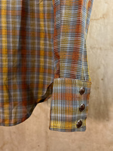 Levi's Western Wear - Cotton Plaid Pearl Snap Shirt - Deadstock c. 1960s-70s