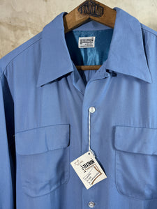 Blue Gabardine Camp Collar Shirt by Textron - Deadstock c.1950s