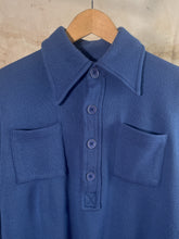 Load image into Gallery viewer, Blue Collared Pocket Sweater - Soft Synthetic Blend c. 1970s
