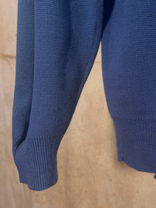 Blue Collared Pocket Sweater - Soft Synthetic Blend c. 1970s