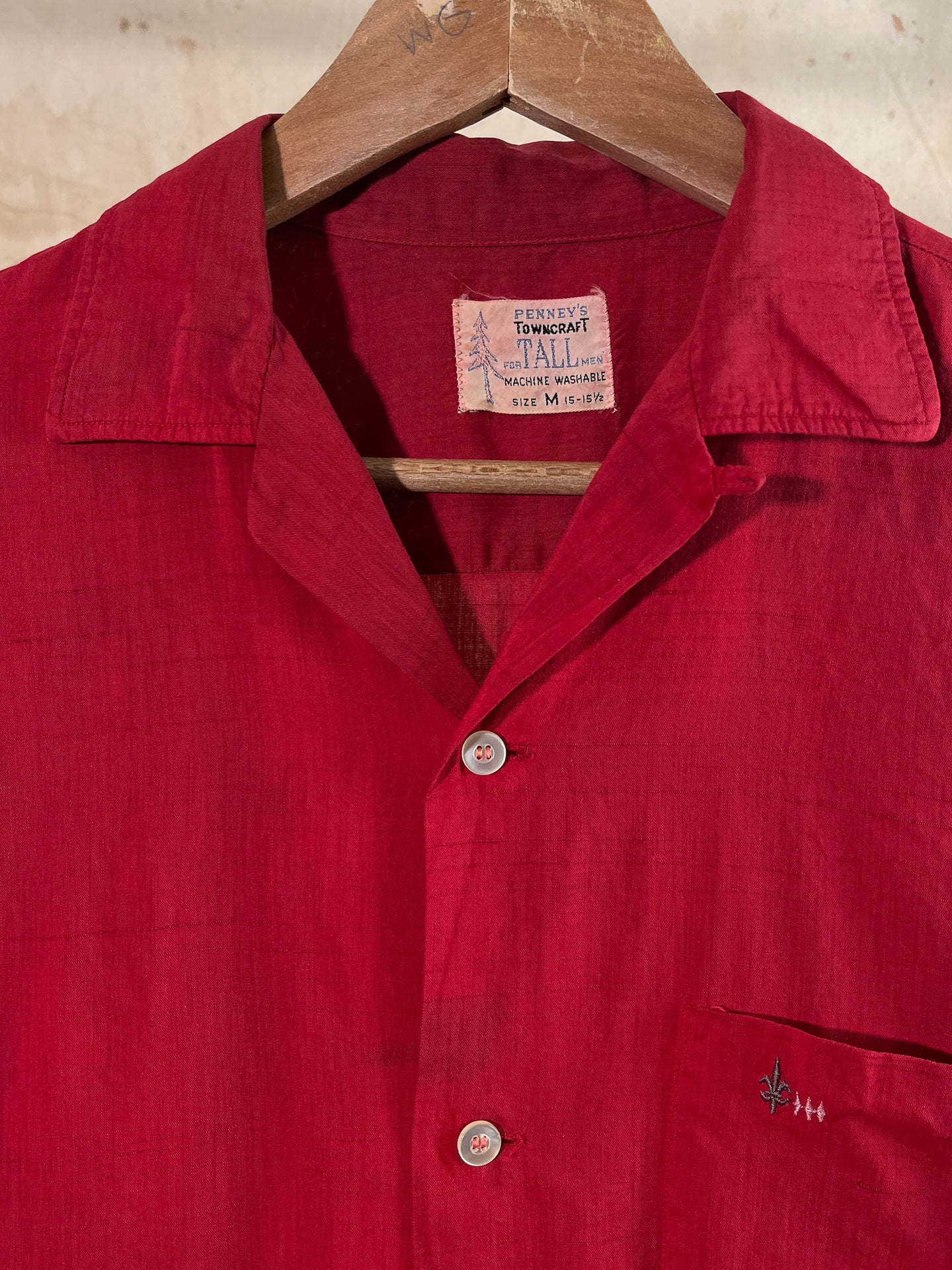 Towncraft Red Camp Collar Men's Shirt c. 1950s-60s